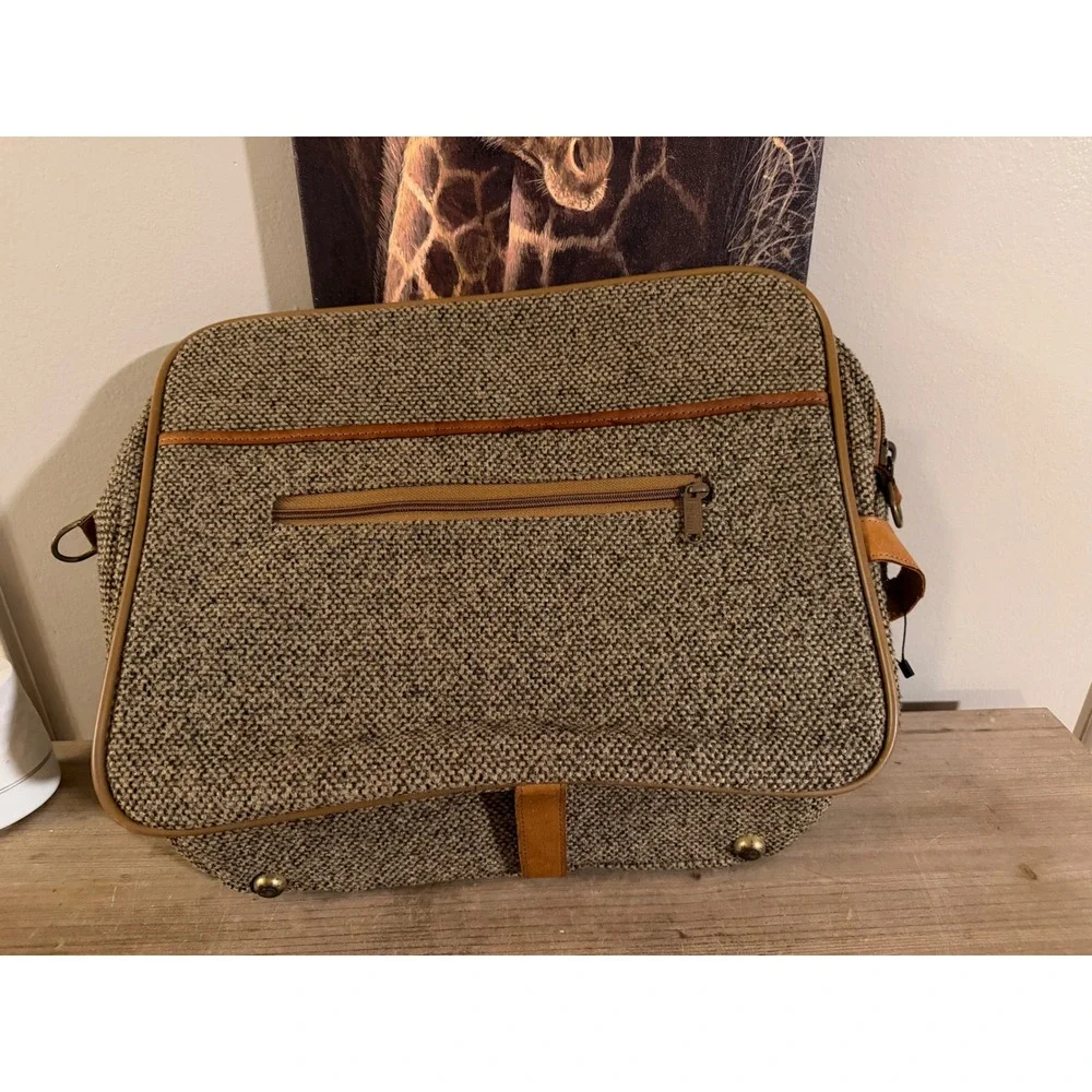 Hartmann Luggage Vintage‎ Tweed Leather Trim Shoulder Bag Tan Brown Carry On
